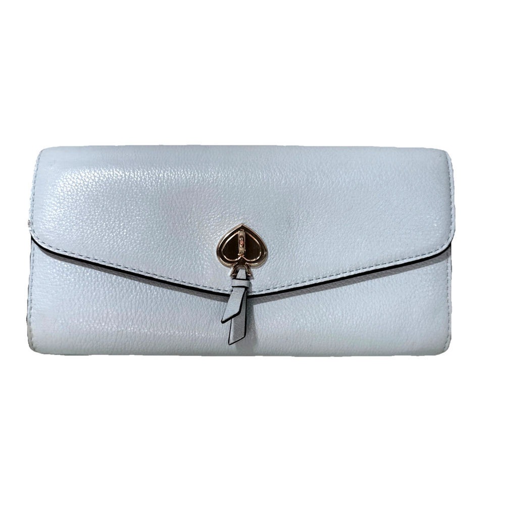 Kate Spade Marti Large Slim Flap Leather Wallet Blue Glow Gold Hardware